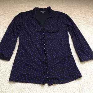 🌈INC black and purple polka dots long sleeve top